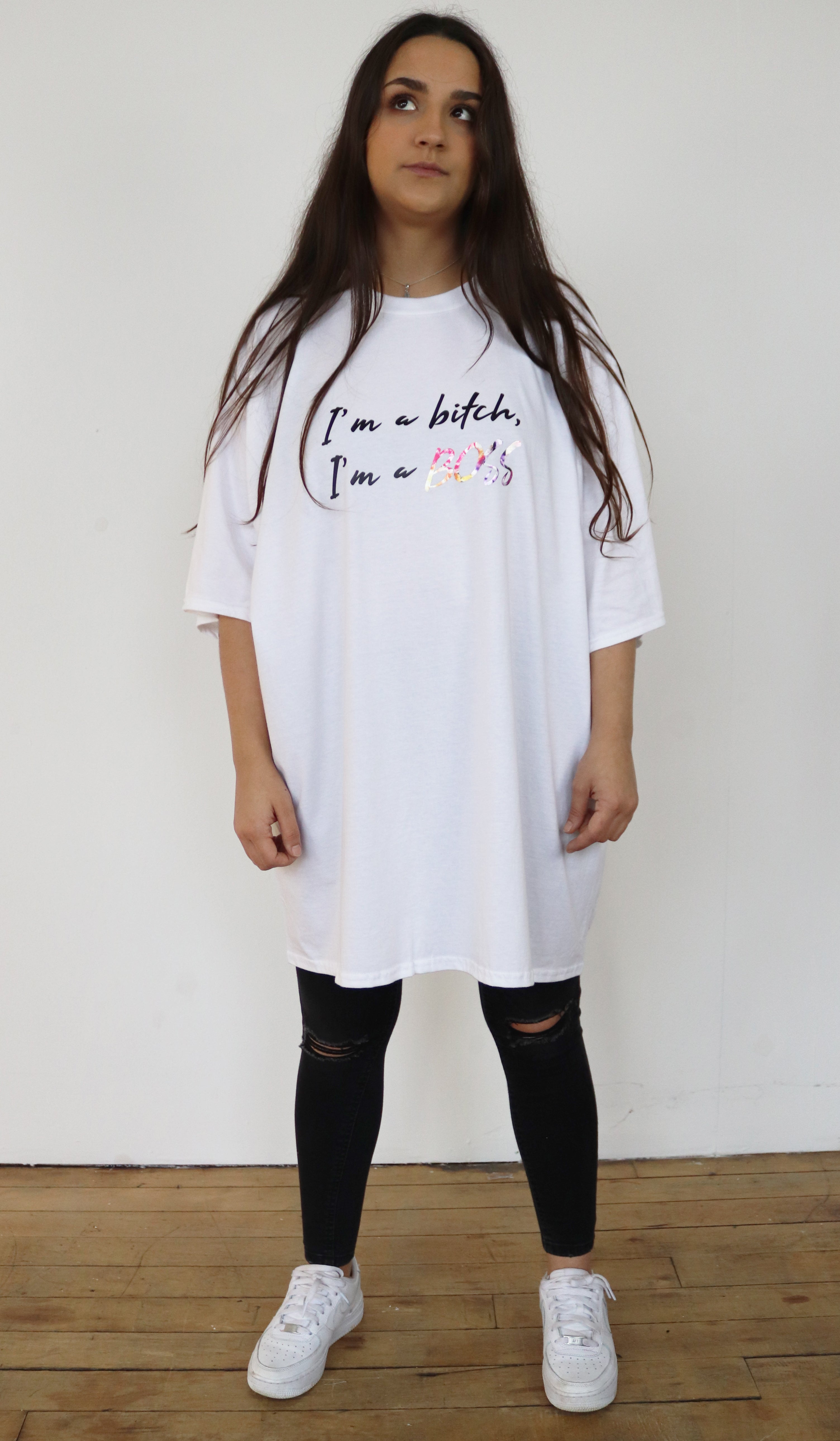 I'm A B*tch I'm A Boss - Metallic Flower - Huge Oversized Comfy Original T-Shirt