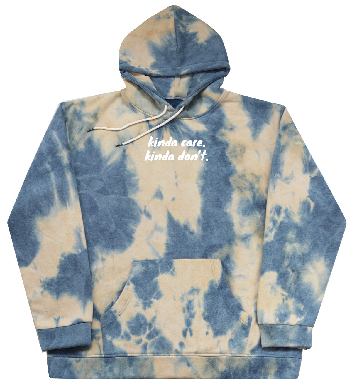 kinda care. kinda don't - Huge Tie Dye Blue Oversized Hoody